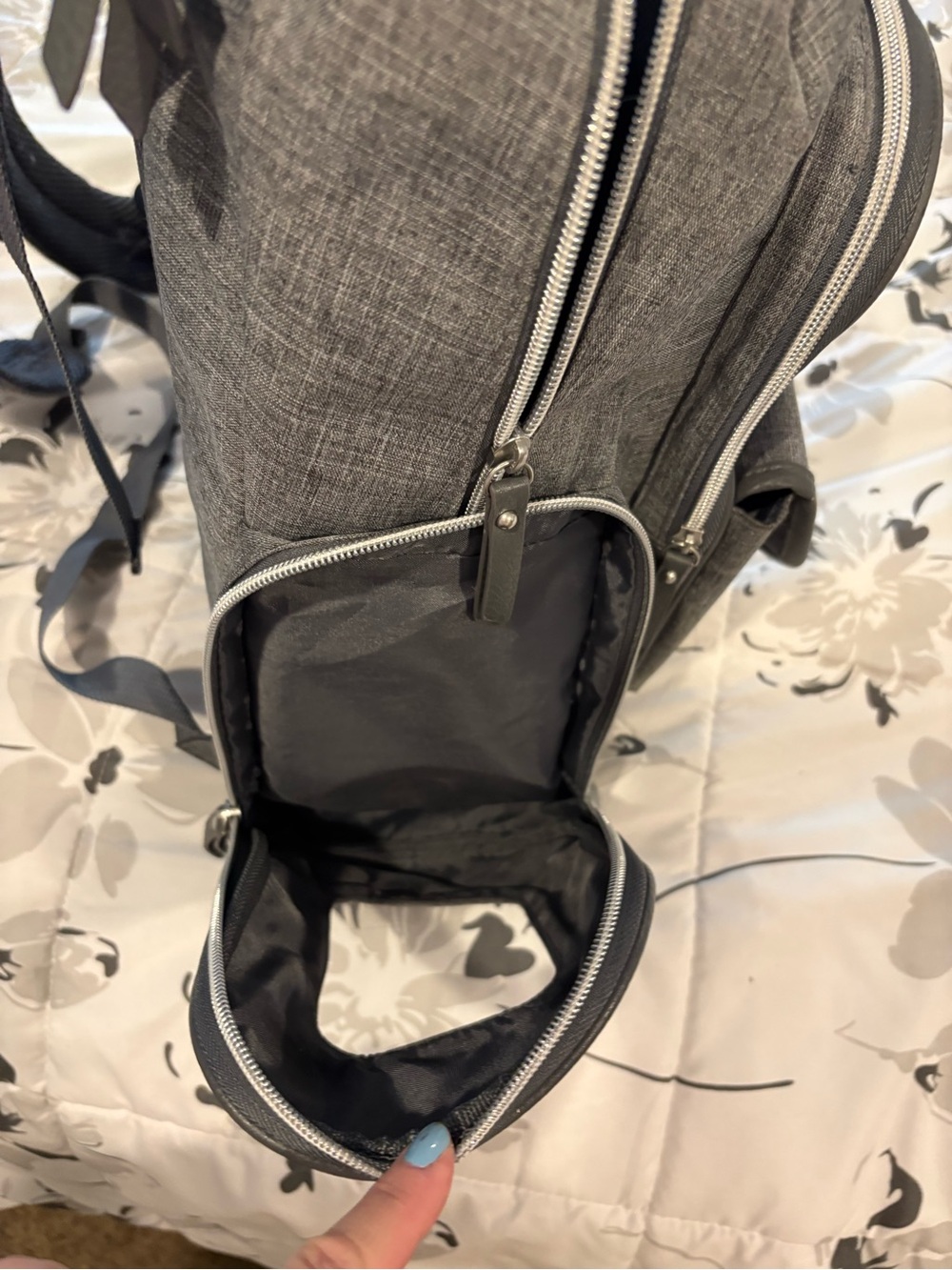Carter's Gray Diaper Backpack with Front Pocket
